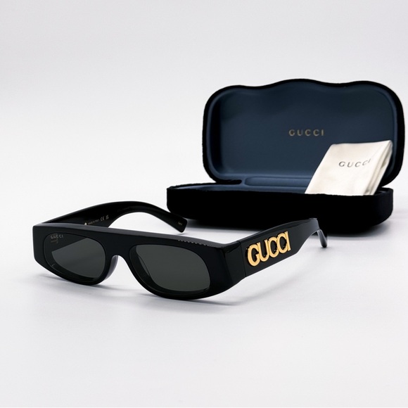 NEW GUCCI GG1771S 001 GEOMETRIC BLACK GREY WOMEN SUNGLASSES GUCCI - Picture 3 of 13